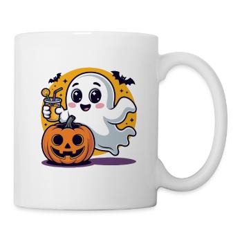 Fantôme Halloween Mignon avec Citrouille - Mug blanc - blanc - Droite