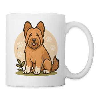 Cute Briard Dog with Paw Pattern - Mug - white - Right