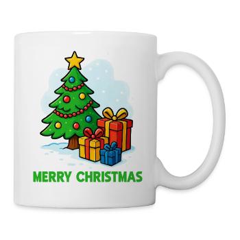 Weihnachtsbaum mit Geschenken - Tasse - Weiß - Rechts