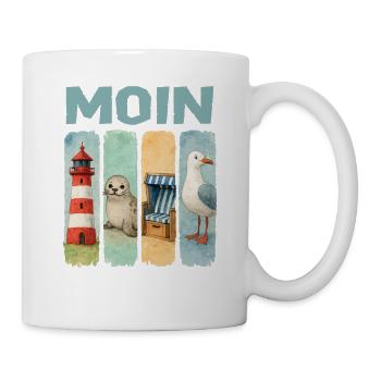 Moin lighthouse seal beach chair seagull coast - Mug - white - Right