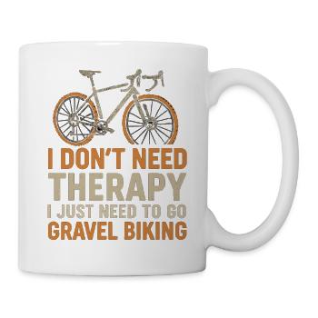 Gravel Bike Shirt – Keine Therapie, nur Radfahren - Tasse - Weiß - Rechts