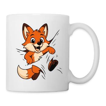 Süßer Comic Fuchs – Kinder & Tierliebhaber Motiv - Tasse - Weiß - Rechts