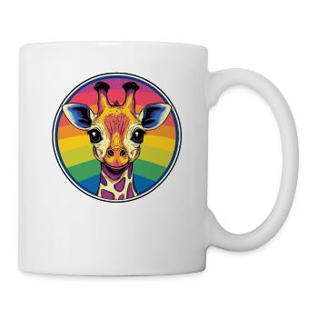 Regenbogen-Giraffenporträt - Tasse - Weiß - Rechts