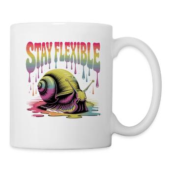 Bleib Flexibel Bunte Schnecke Retro Motiv - Tasse - Weiß - Rechts