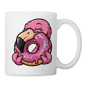 Mignon Flamingo rose beignet dessin animé dessert - Mug blanc - blanc - Droite