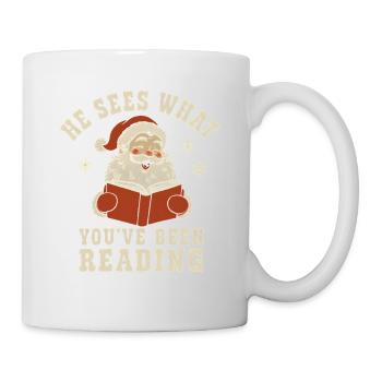 Il voit ce que vous avez lu Chemise - Mug blanc - blanc - Droite