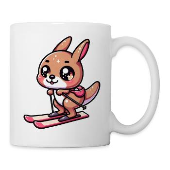 Cute kangaroo skiing winter sports fun - Mug - white - Right