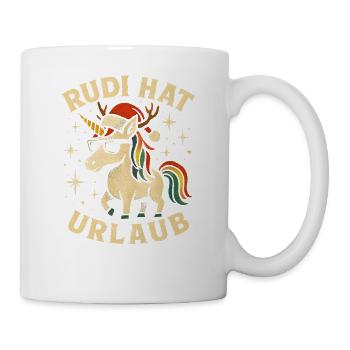 Weihnachten Spruch Humor Einhorn Lustig Rentier - Tasse - Weiß - Rechts
