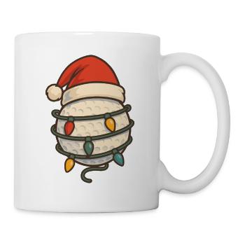 Christmas Golf Ball Santa Hat Lights Fun - Mug - white - Right