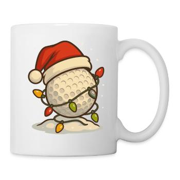 Funny Golf Christmas Golf Ball Santa Hat - Mug - white - Right