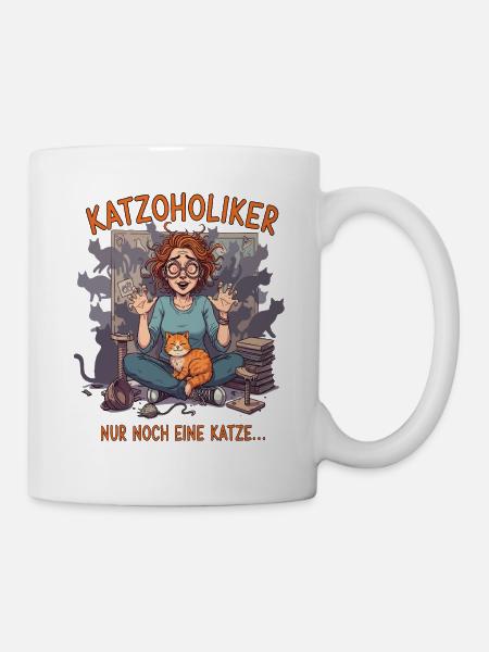 Katzoholiker Nur noch eine Katze - Lustiger Spruch - Tasse - Weiß