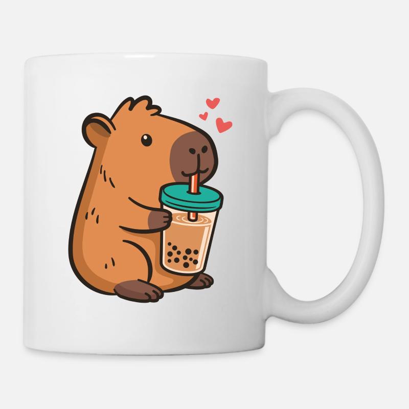 Capybara Bubble Tea Kawaii Boba Tea Thé au lait - Mug blanc - blanc