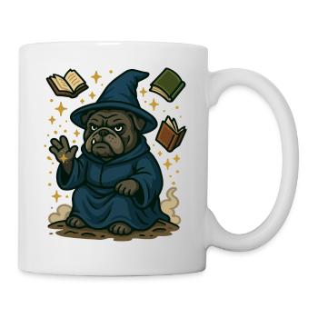 Bulldog Wizard Casting Magic Fantasy Cartoon - Mug - white - Right