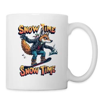 Snow Time Abenteuer mit Snowboard Fuchs im Winter - Tasse - Weiß - Rechts