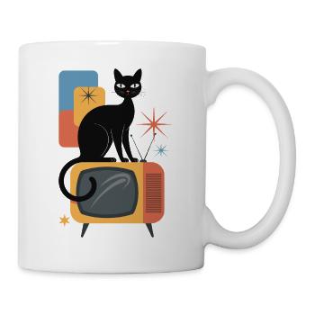 Chat rétro Vintage TV des années 50 des années 60 de l’ère atomique - Mug blanc - blanc - Droite