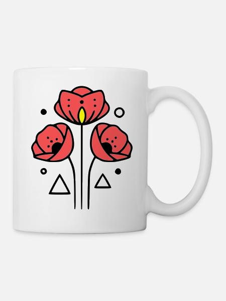 mohnblume-mohnblumen-minimalistisch-line-art-2 - Tasse - Weiß