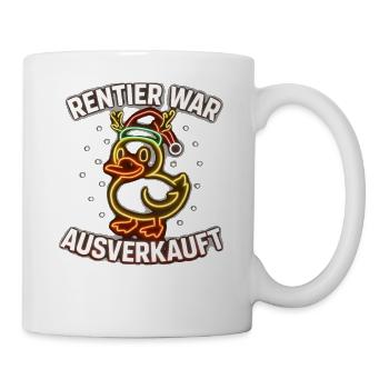 Weihnachten Spruch Humor Ente Lustig Rentier - Tasse - Weiß - Rechts