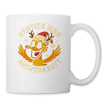 Weihnachten Spruch Humor Ente Lustig Rentier - Tasse - Weiß - Rechts
