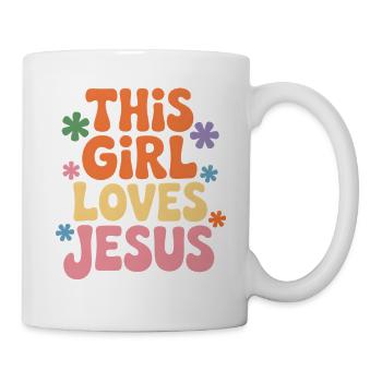 Cette fille aime Jésus – Rétro coloré - Mug blanc - blanc - Droite