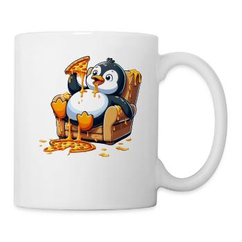 Cute Penguin Cartoon Pizza Food Chill Lazing - Mug - white - Right