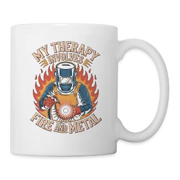 Welder My Therapy Involves Fire Mechanic Workshop - Mug - white - Right