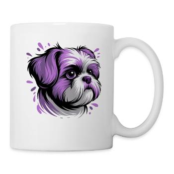 Portrait de tête de chien violet - Mug blanc - blanc - Droite