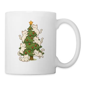 Katze Weihnachtsbaum Laune, Kätzchen - Tasse - Weiß - Rechts