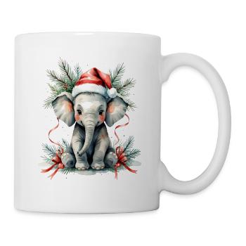 Winterelefant mit Rentierhut - Tasse - Weiß - Rechts