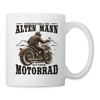 Retired Biker Old Man On Motorcycle Retirement - Mug - white - Right