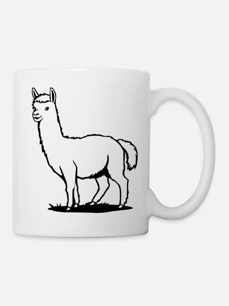 Alpaka T-shirt mit süßem Tiermotiv Geschenk - Tasse - Weiß