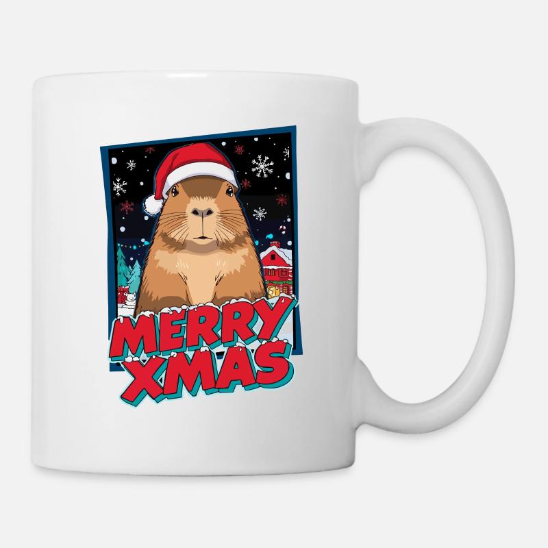 Capybara mit Santa Hut Weihnachten - Tasse - Weiß