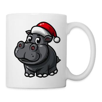 Nilpferd Weihnachten - Tasse - Weiß - Rechts