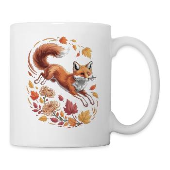 Fuchs mit Herbstblättern - Tasse - Weiß - Rechts