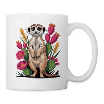 Cute meerkat between cacti - Mug - white - Right