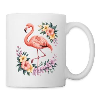 Tropical flamingo with flowers - Mug - white - Right
