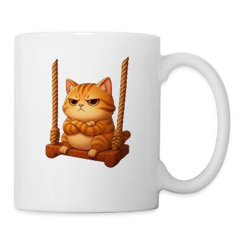Chat sinistre sur balançoire dessin animé aire de jeux - Mug blanc - blanc - Droite