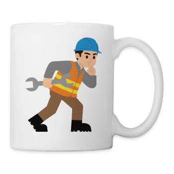 Baustellenheld mit Schraubenschlüssel - Tasse - Weiß - Rechts