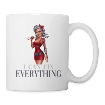 Ich Kann Alles Reparieren Powerfrau Illustration - Tasse - Weiß - Rechts