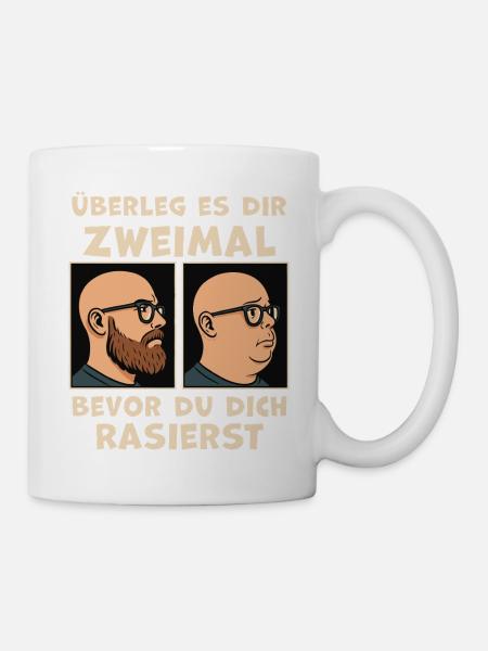 Vorher Nachher Rasurwitz Bartträger - Tasse - Weiß