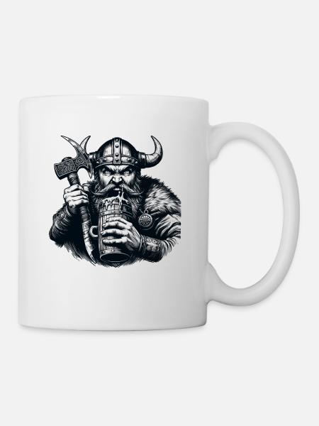 Viking Bierkrug Krieger - Tasse - Weiß