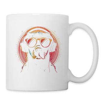 Neon dog with sunglasses and headphones - Mug - white - Right