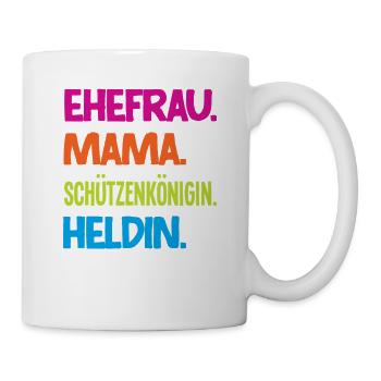 Ehefrau Mama Schützenkönigin Lustiger Schützenfest - Tasse - Weiß - Rechts