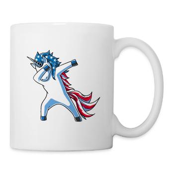 Patriotisches amerikanisches Einhorn Americorn Dabbing Kunst - Tasse - Weiß - Rechts