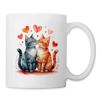 Katzenherz Zweisamkeit - Tasse - Weiß - Rechts