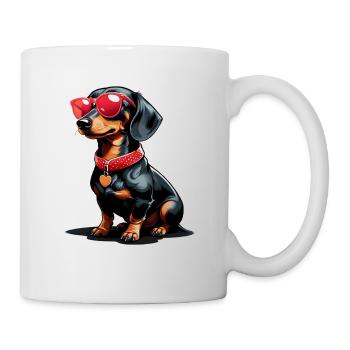Cool dachshund with sunglasses - Mug - white - Right