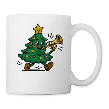 Christmas Tree Playing Trumpet Fun Holiday - Mug - white - Right