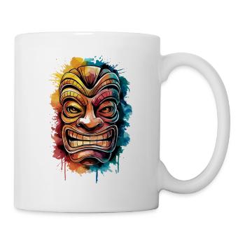 Masque Tiki coloré Artwork avec Living - Mug blanc - blanc - Droite
