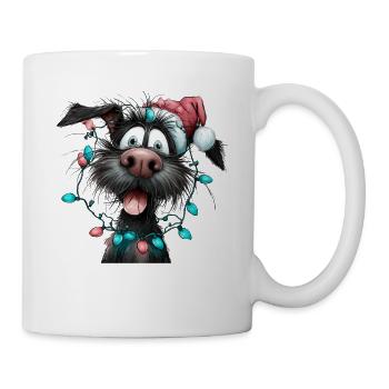 Weihnachtswuff mit Lichterkette - Tasse - Weiß - Rechts