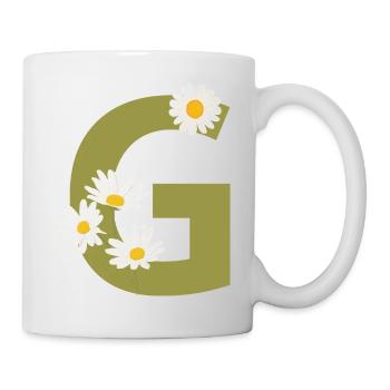 Lettre g vert marguerites - Mug blanc - blanc - Droite