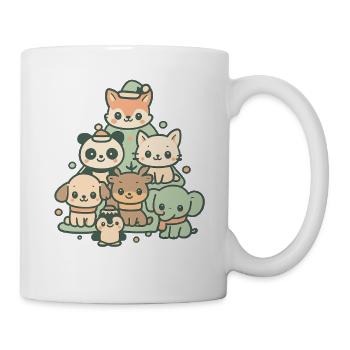 Weihnachtstiere Pyramide – Süße Xmas Tierfreunde - Tasse - Weiß - Rechts